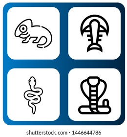 Set of reptile icons such as Chameleon, Fossil, Snake, Cobra , reptile