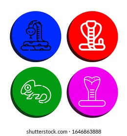 Set of reptile icons. Such as Snake, Cobra, Chameleon , reptile icons