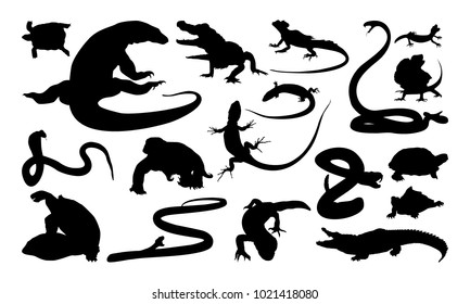 Set of Reptile silhouette vector illustration