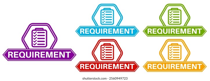 set Requirement icon. Document requirements sign In compliance symbol design vector illustration