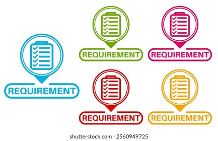 set Requirement icon. Document requirements sign In compliance symbol design vector illustration