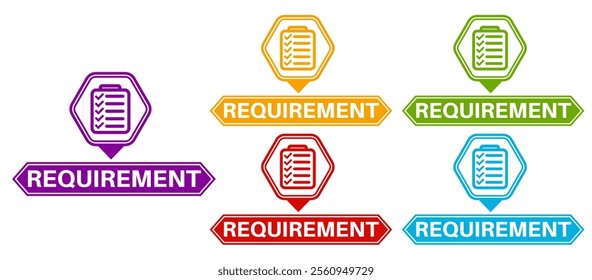 set Requirement icon. Document requirements sign In compliance symbol design vector illustration