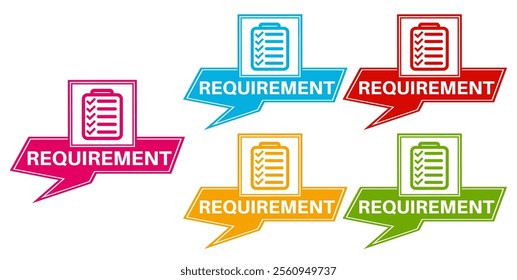 set Requirement icon. Document requirements sign In compliance symbol design vector illustration