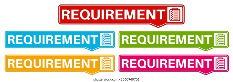 Set requirements icon. Checklist sign document labels design template Vector illustration