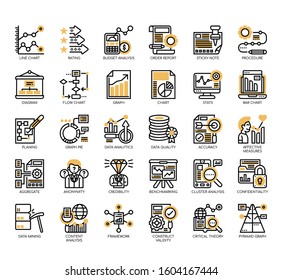 Set of research and analysis thin line and pixel perfect icons for any web and app project. 