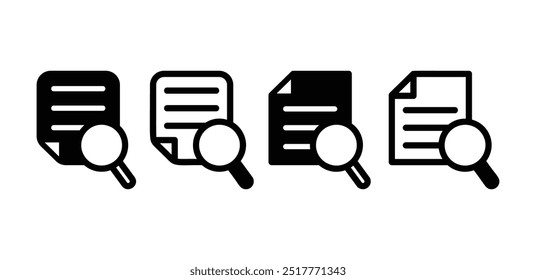 conjunto de pesquisa caso ícone símbolo símbolo vetor design preto branco cor simples plana ilustração coleção isolada
