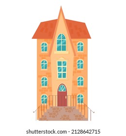 Set of residential and city houses of different styles. Retro city architecture and modern buildings. Vector illustration of a house isolated on a white background.