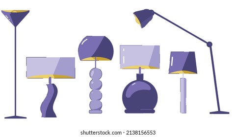 Set of residential lamps for interior design and illustration set decoration