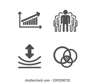 Set of Resilience, Chart and Group icons. Euler diagram sign. Elastic, Presentation chart, Managers.  Classic design resilience icon. Flat design. Vector