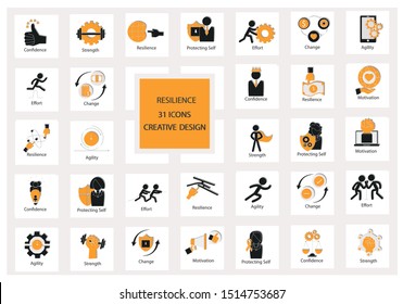 Set of resilience icon concept on white background. Vector illustration use for your project.