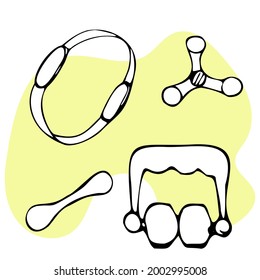 set of resistance bands and massagers for sports