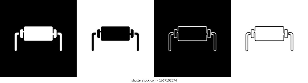 Set Resistor electricity icon isolated on black and white background.  Vector Illustration