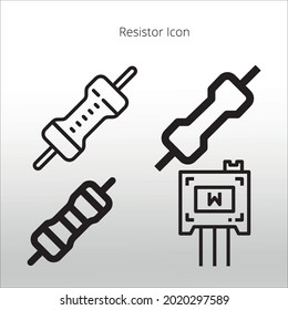 set of resistor icon,  line isolated or logo isolated sign symbol vector, outline and stroke style Collection of high-quality color style vector illustration,