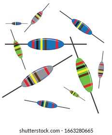 set of resistor on white background