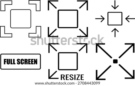 Set of resize and full screen icons for user interface design