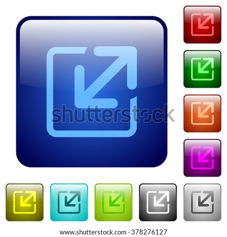 Set of resize window color glass rounded square buttons