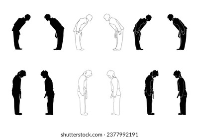 Set respect and honor each other before and after competing in sports. set taekwondo silhouette vector. Boxing and competition silhouettes vector image,