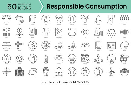 Set Of Responsible Consumption Icons. Line Art Style Icons Bundle. Vector Illustration