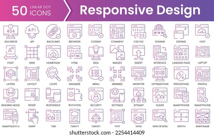 Set of responsive design icons. Gradient style icon bundle. Vector Illustration