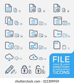 Set of Responsive File and Directory Management Thick and Thin Line Icons Design. Three Size Modern Line icons and Symbols for mobile application, web interface. Vector illustration