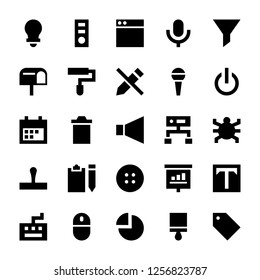 Set of responsive user interface icons in a solid vector style is right here to represent a huge variety of user interface visuals.  