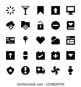 Set of responsive user interface icons in a solid vector style is right here to represent a huge variety of user interface visuals.  