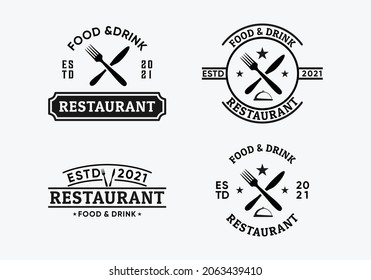 conjunto de colecciones de diseño del logotipo de la insignia del restaurante