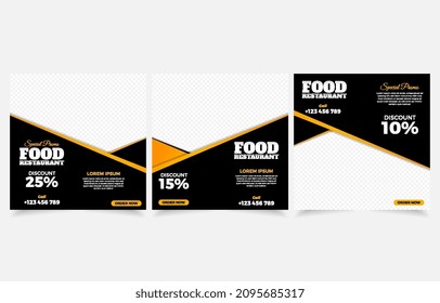 Set Restaurant Banner Post Social Media Design Vektorgrafik für die Förderung Ihrer neuen Speisekarte und mehr