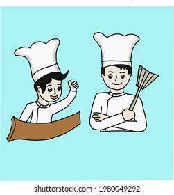 un conjunto de imágenes vectoriales del chef del restaurante para logotipo, negocio o promoción