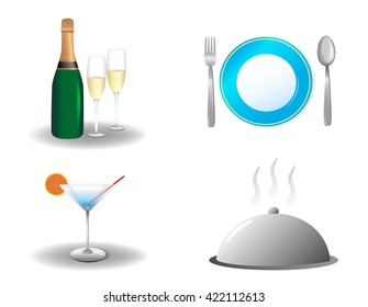 Set of restaurant colorfull icons