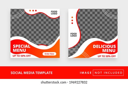 Set of restaurant culinary social media post and food promotion banner design template