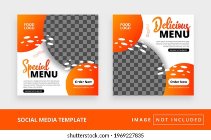 Set of restaurant culinary social media post and food promotion banner design template