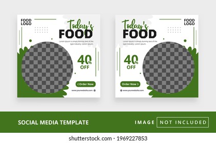 Set of restaurant culinary social media post and food promotion banner design template