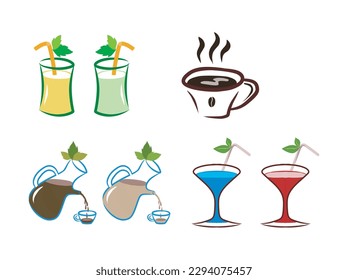 set of restaurant drinks vector illustration clipart