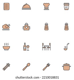 Set of Restaurant Filled Line Icon