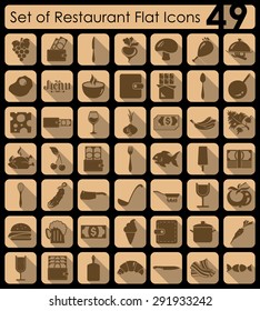 Set of restaurant flat icons for Web and Mobile Applications