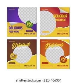 Set of Restaurant food social media banner post design template