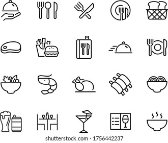 set of restaurant icons, chef, menu, ketchen, drinks, meal, food