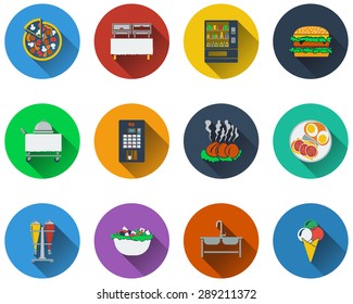 Set of restaurant icons in flat design. EPS 10 vector illustration with transparency.