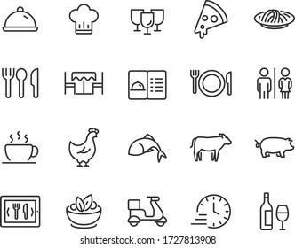 set of restaurant icons, food, drinks, menu, chef