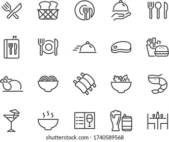 set of restaurant, icons, food, menu, drinks, chef