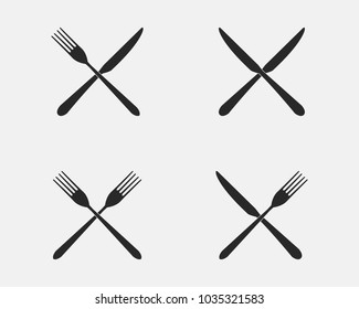 Set of restaurant icons.  Fork and knife icons isolated on a white background. 