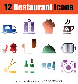 Set of restaurant icons. Gradient color design. Vector illustration.