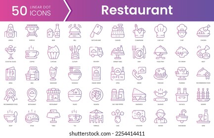 Set of restaurant icons. Gradient style icon bundle. Vector Illustration