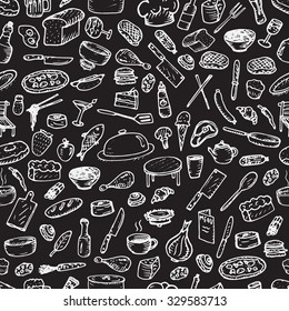 Set of restaurant icons. Hand drawn objects.