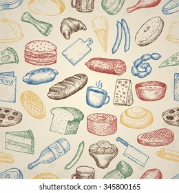 Set of restaurant icons. Hand drawn objects.