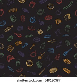 Set of restaurant icons. Hand drawn objects.
