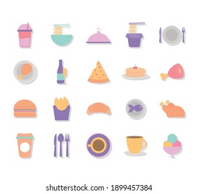 set of restaurant icons on a white background vector illustration design