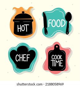 conjunto de artículos y letras del restaurante