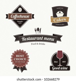 Set of restaurant labels